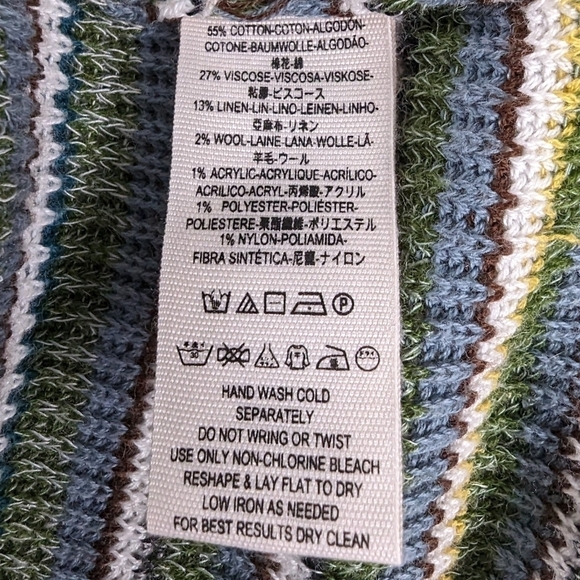 Free People Green Blue Yellow Knit Keyhole Back Ziggy Zig Zag Sweater Dress - Picture 4 of 10